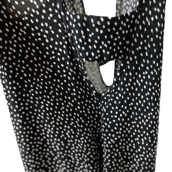 NWOT LOFT Beach Polka Dot Wide Leg Jumpsuit Cut Out Loose Fit Black White Large - Picture 4 of 5